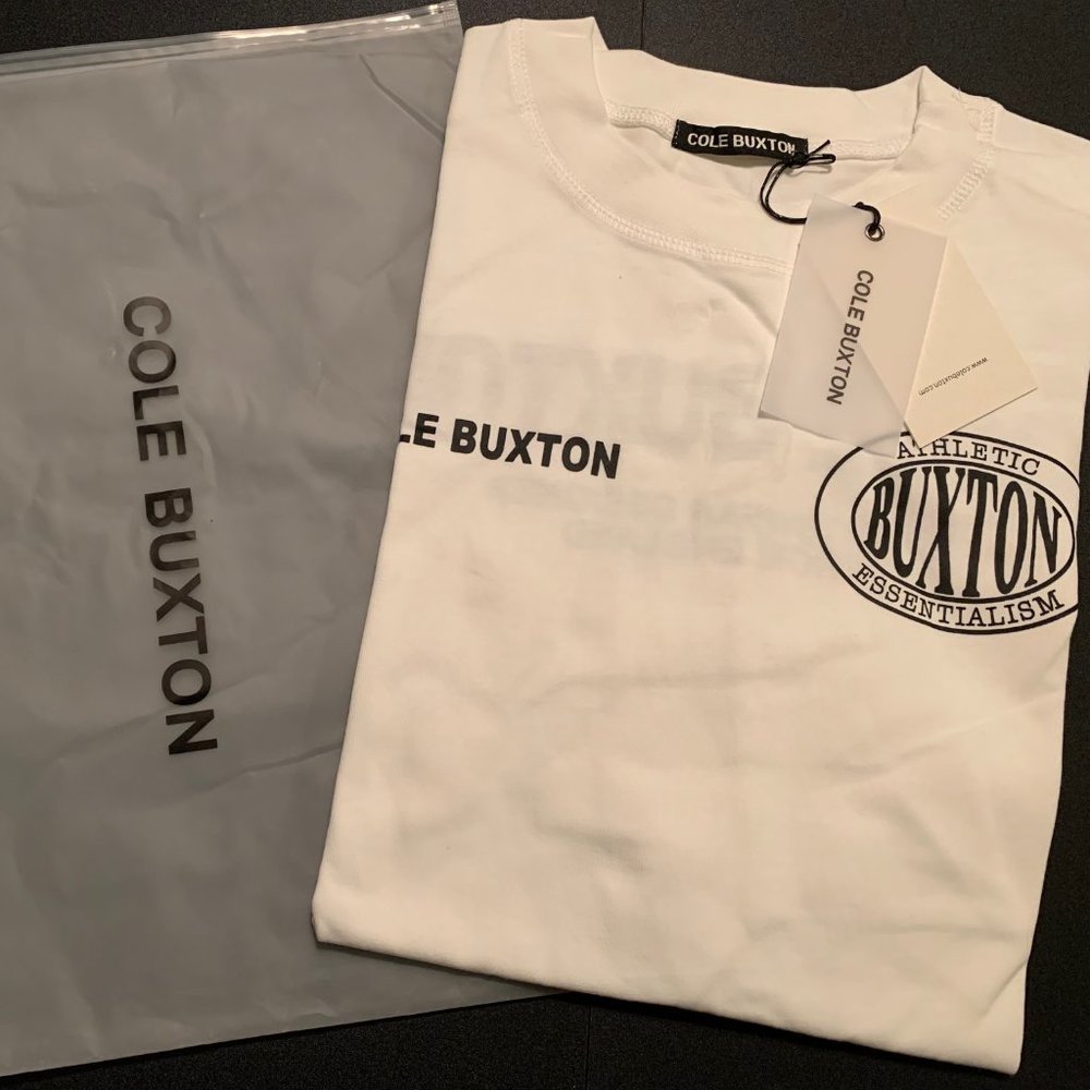 Cole Buxton CB Double Logo Sport Swear T-SHIRT - Size L White - New with tags